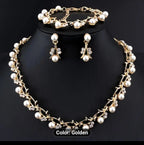 3 piece shiny luxurious Elegant Necklace pendant +Earrings