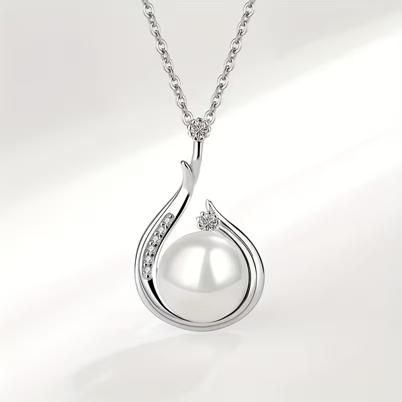 High-End Elegant Pearl & Crystal Drop Earrings Necklace Set for Women